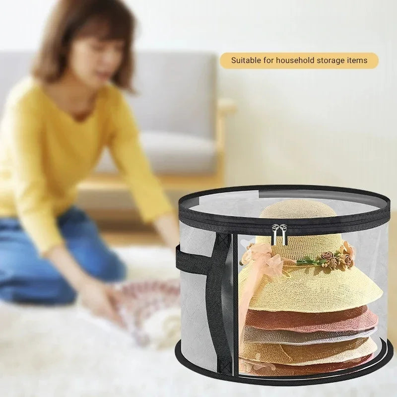 Hats Boxes for Women Storage Travel Large Round Hat Carrier Case Organizer Men Cowboys Caps Clothes Closet Storage Foldable