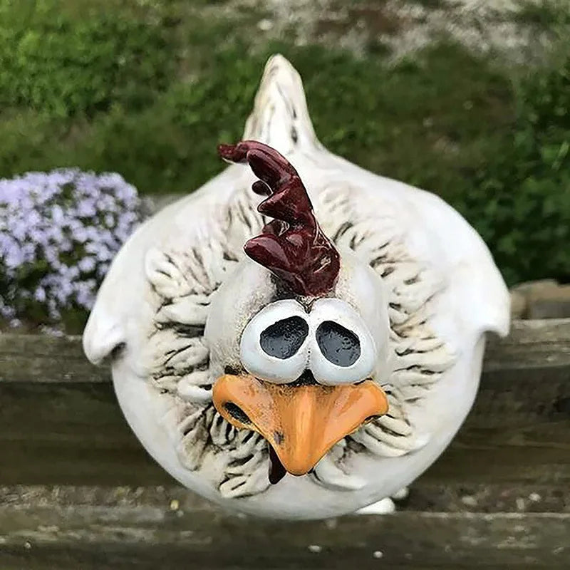 Funny Fence Chicken Spoof Rooster Garden Decoration Ornaments Resin Craft Garden  Garden