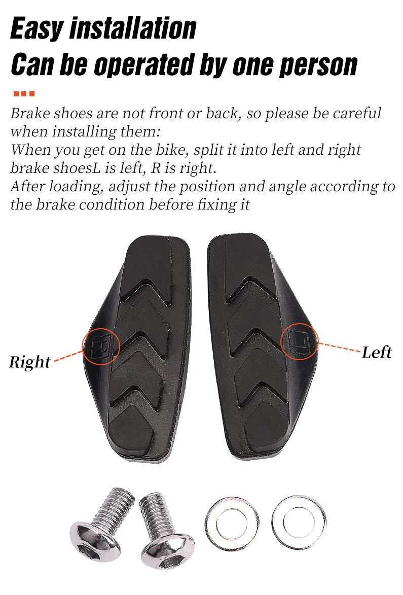 LEBYCLE Road Bicycle Cycling Braking C-Brake Pads Blocks Holders Durable Rubber Shoes 50mm Caliper Pads