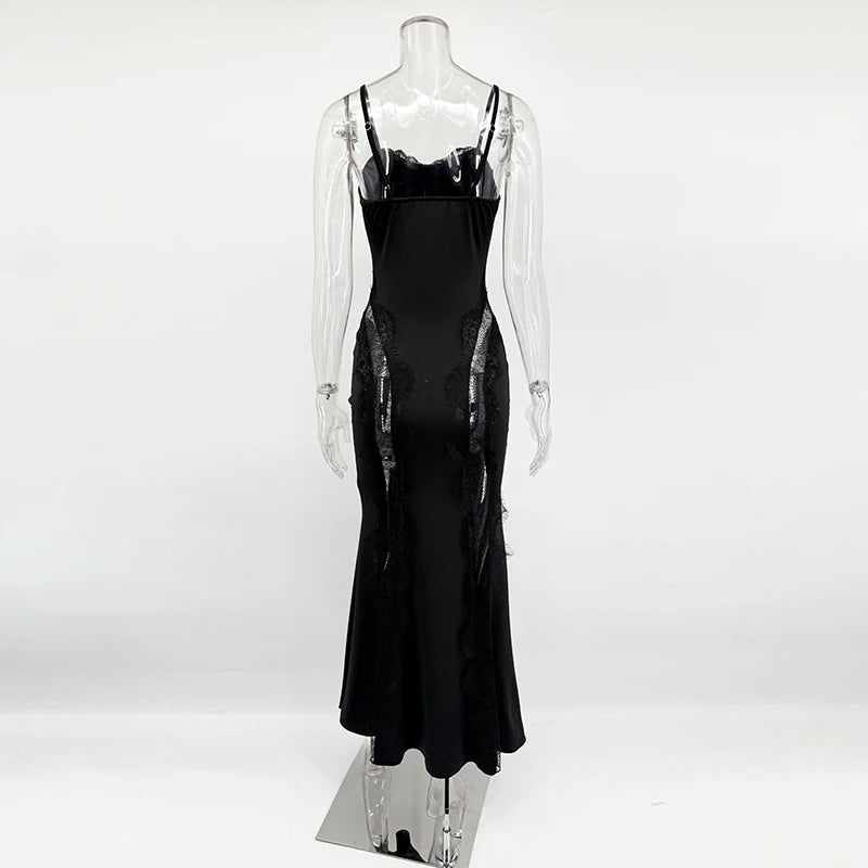 Black Lace Dress Women Sexy Sleeveless Bodycon Long Dress Elegant Ladies Hollow Out Sexy Party Dresses 2026 Vestidos