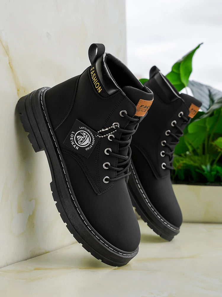 Men's Fashionable High-Top Yellow Boots Casual Shoes Outdoor Off-Road Hiking Boots Trendy Comfortable Footwear