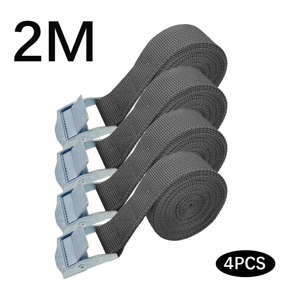 3/4p 2M Buckle Tie-Down Belt cargo straps for Car motorcycle bike With Metal Buckle Tow Rope Strong Ratchet Belt for Luggage Bag