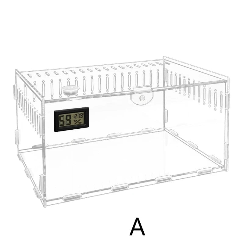 Reptiles Feeding Box Acrylic Terrariums Container for Spiders Lizards Small Pet Mini Habitat 2 Size
