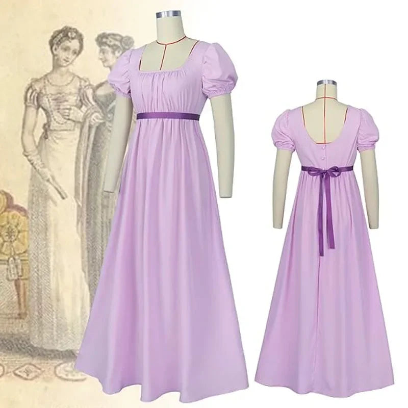 2024 Dresses for Women with Satin Sash Ruffled Puff Sleeve Empire Waist Dress Gown Tea Party Dress for Women