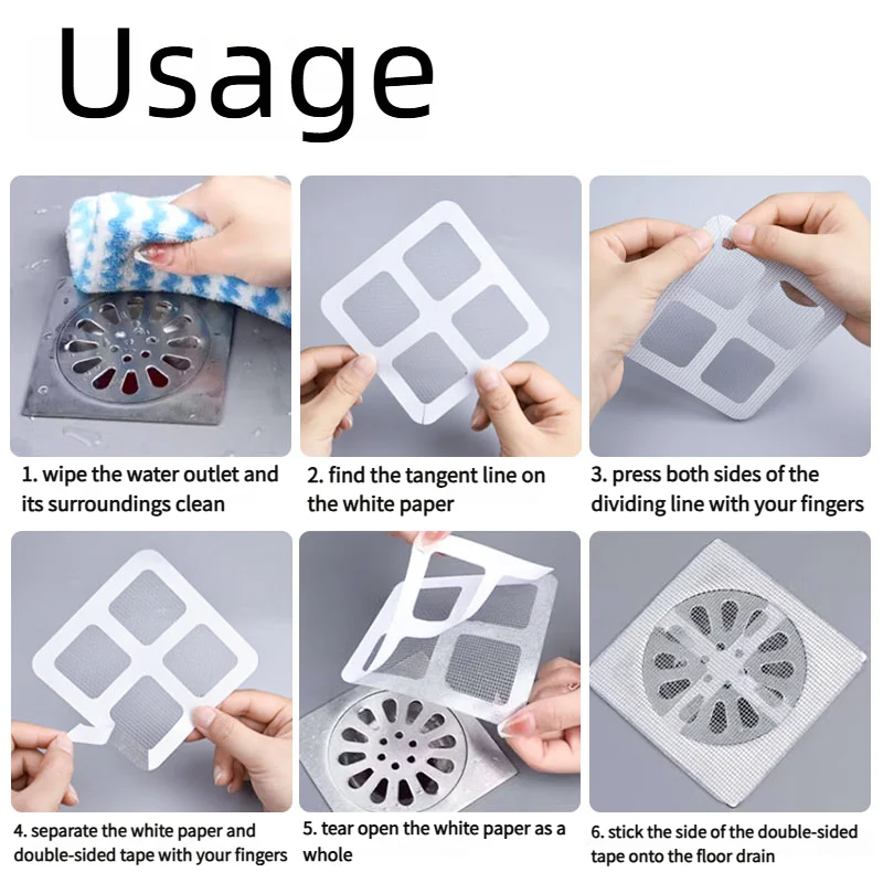 Floor Drain Sticker, Insect-proof Self-adhesive Bathroom Hair Filter Net, Sewer Filter, Kitchen Anti-blocking Mesh Net