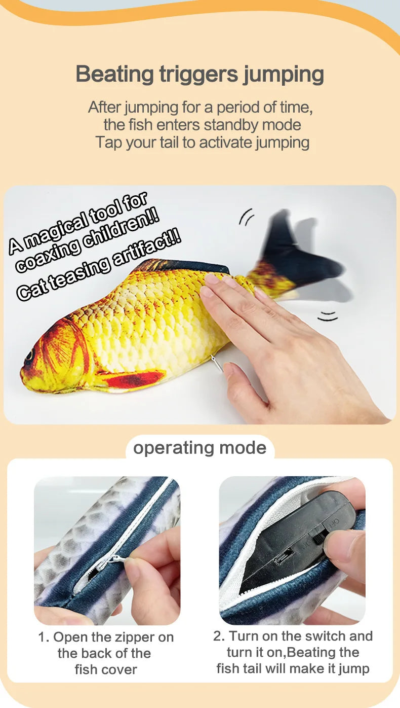 Cat Toy Electric Flopping Fish USB Rechargeable Interactive Jumping Simulation Fish Funny Pet Toy for Cats Kitten Chew Play