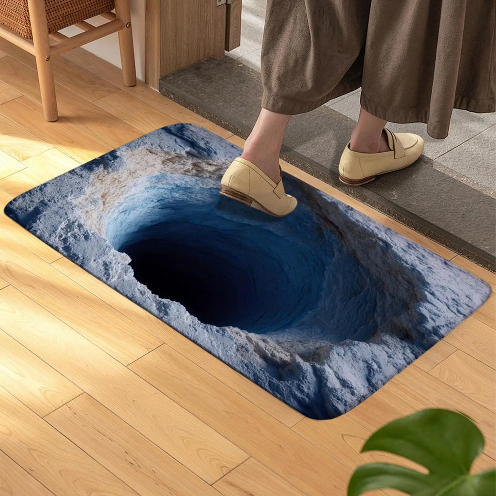 Bathroom Absorbent Floor Mat Non-Slip Entryway Rugs Quick-Dry 3D Visual Abyss Design Bathroom Rugs for Kitchen Home Front Door