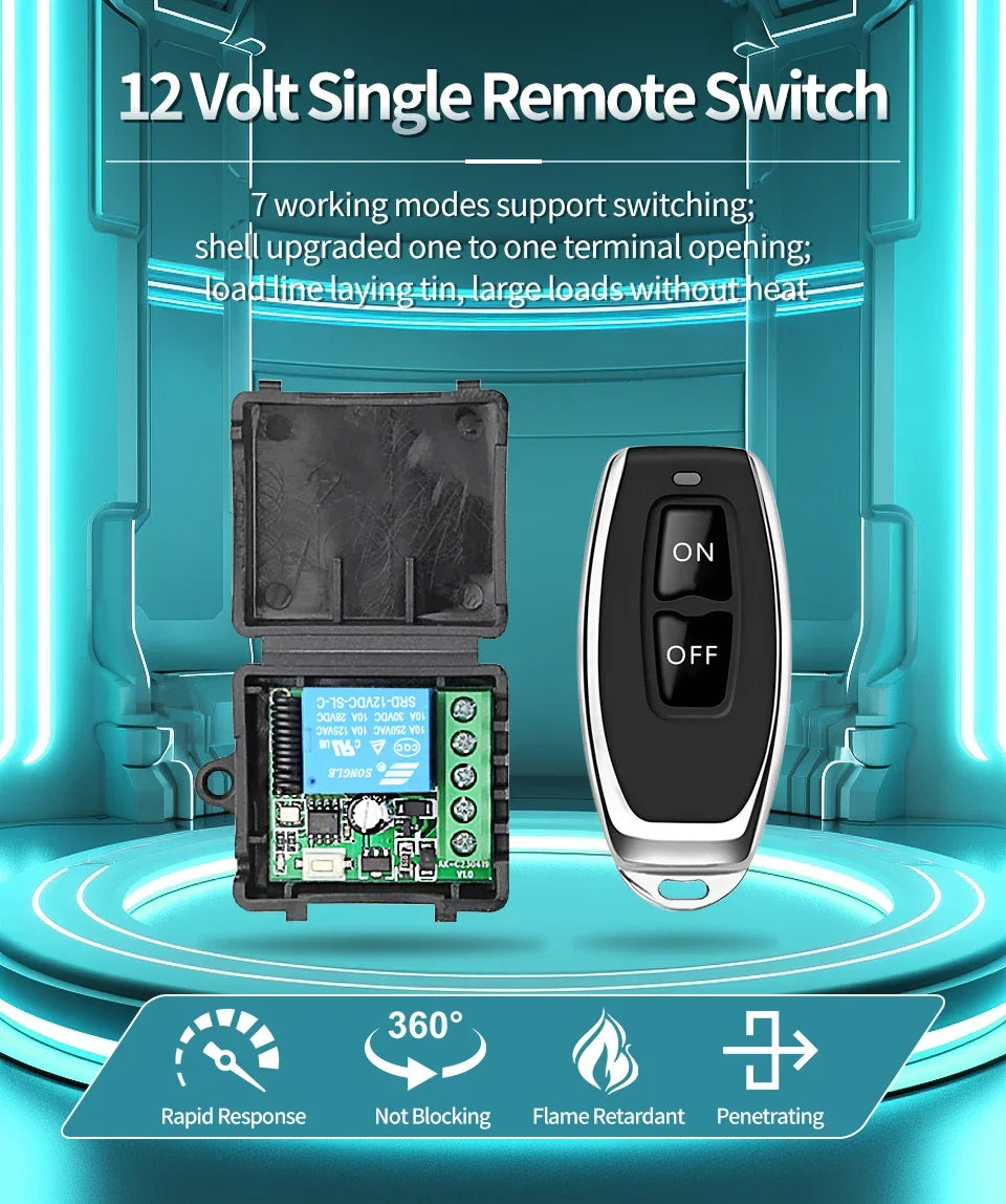 433Mhz Remote Control Wireless Switch DC 12V 1CH RF 10A Relay Receiver and 2CH Transmitter For Door Electromagnetic Lock