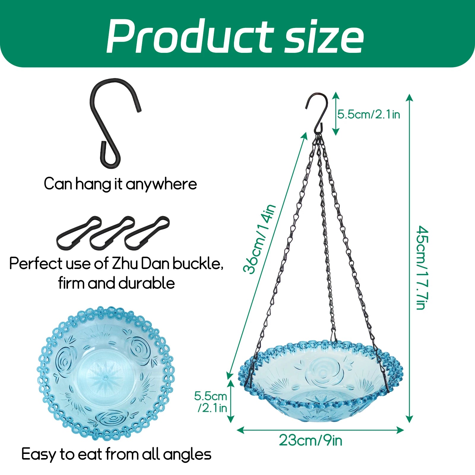 Hanging Bird Bath Hanging Bird-Feeder- Garden BirdBath Tray Wildlife Feeder Plate Water Bowl or Water Bowl for Garden Decoration