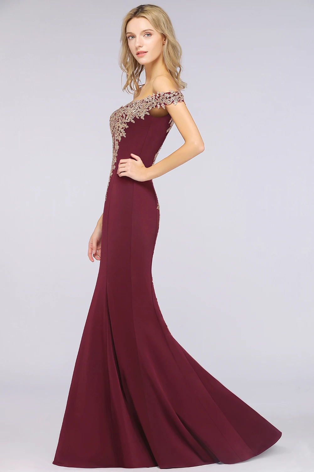 Women Evening Dresses Evening Prom Formal Gowns Wedding Party Long Dress Lace Applique Off Shoulder Dresses Gala