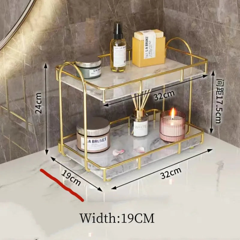 Bathroom Organizer Shelf  Metal Large Capacity Skincare Shampoo Perfume Storage Rack Home Kitchen Desktop Organizer Holder