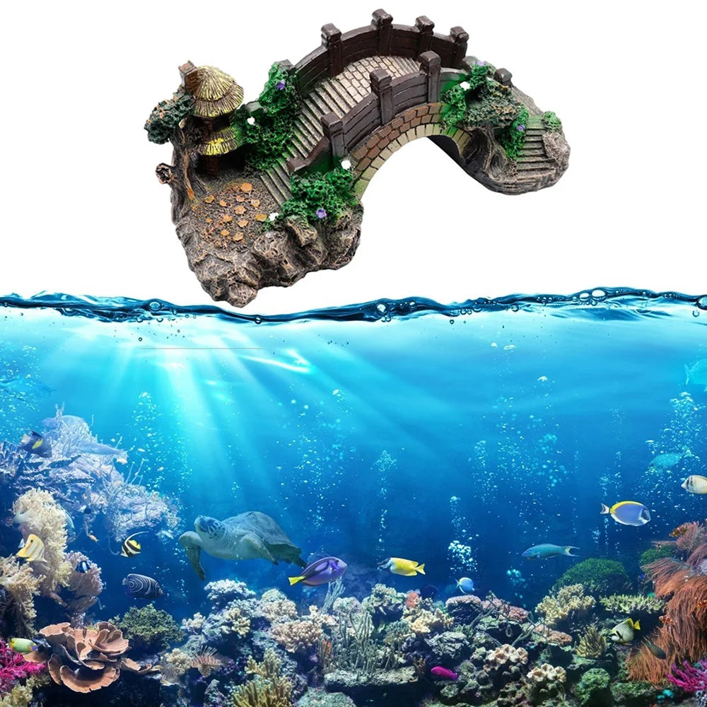 New Accessories Aquatic Pet Supplies Resin Aquarium Ornaments Fish Tank Ornament Artificial Bridge Rockery Fake Landscaping