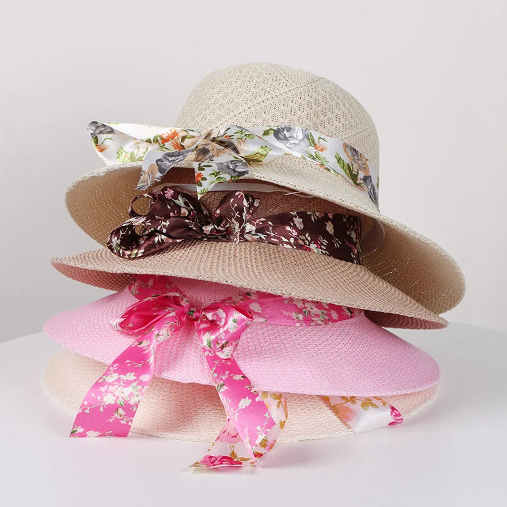 Summer Hats For Women Sun Hat Beach Ladies Fashion Ribbon Fisherman's hat Lady Casual Sun Hats For Women Straw Hat