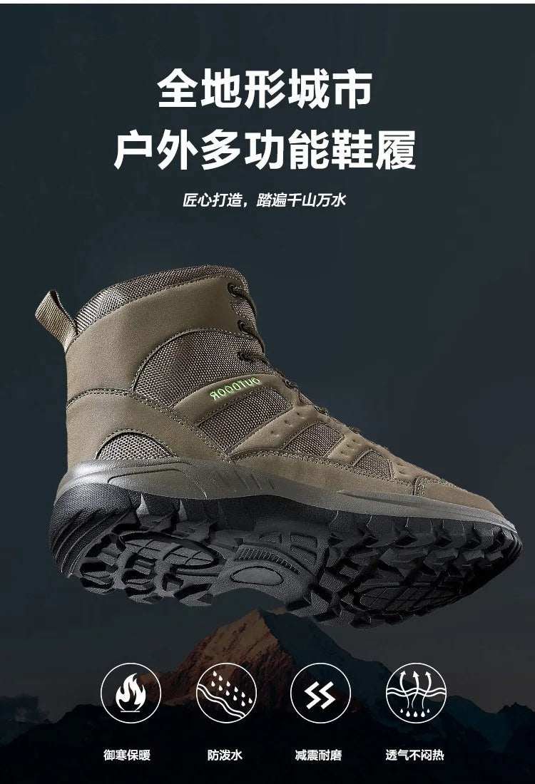 Men Outdoor Boots Winter Ankle Boots Warm Popular Footwear Male Suede Casual Snow Shoes Leather Walking Shoes Hunting Boot