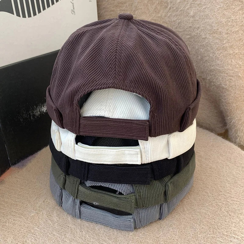 Beanie Hat Hip Hop Hats Bonnet Homme Winter Hat For Women Brimless Skullies Cap Men's Solid Color Street Vintage Portable Hats