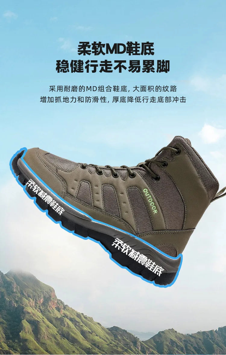 Men Outdoor Boots Winter Ankle Boots Warm Popular Footwear Male Suede Casual Snow Shoes Leather Walking Shoes Hunting Boot