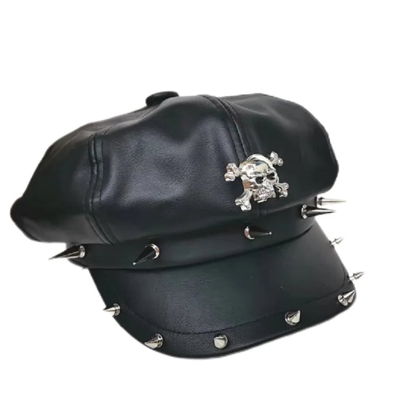 Trendy non mainstream men's and women's hats with rivets, adult hip-hop street dance skull hats, punk style sun protection