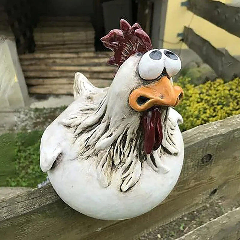 Funny Fence Chicken Spoof Rooster Garden Decoration Ornaments Resin Craft Garden  Garden