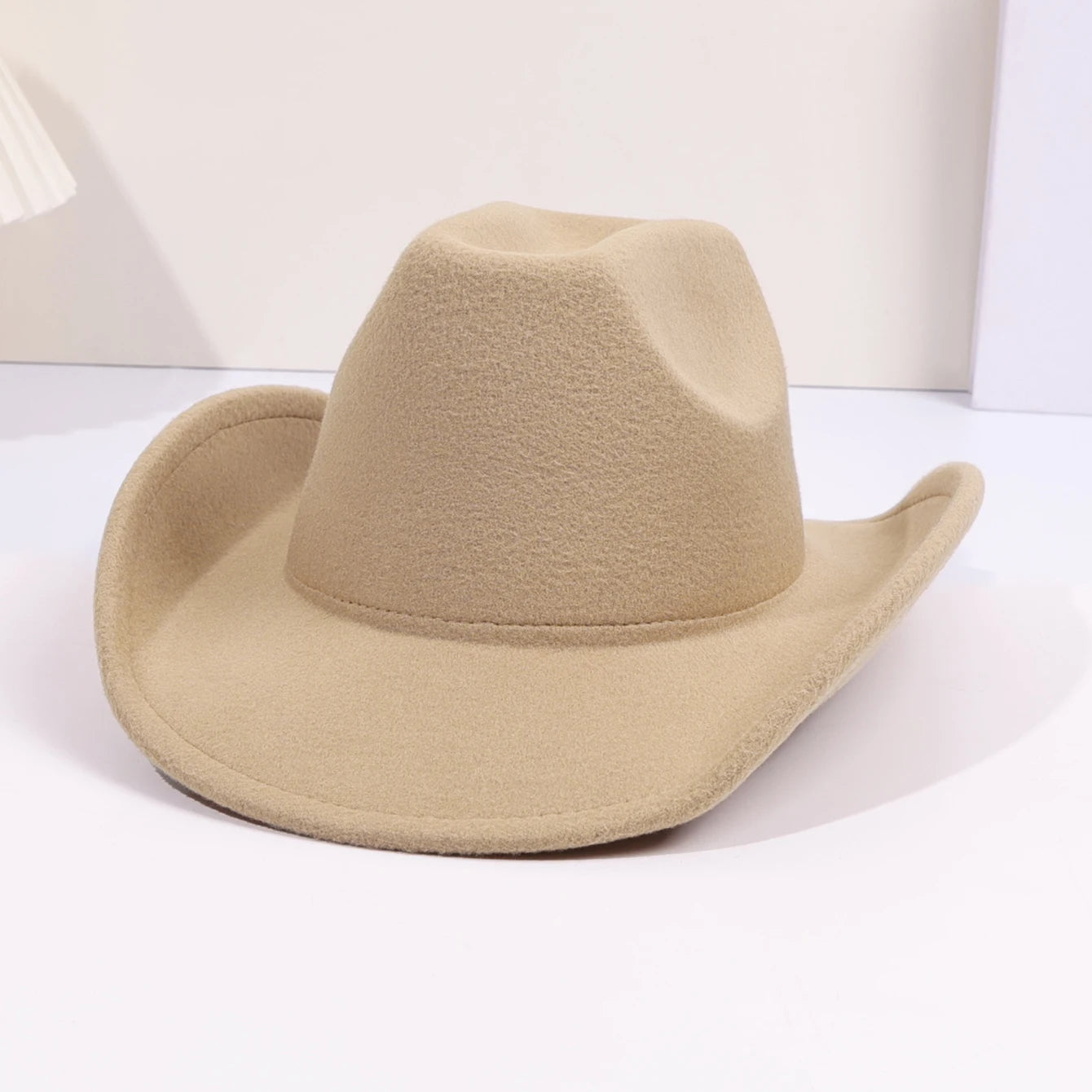 Solid color felt hat, British retro jazz hat, flat brimmed cowhide hat, flat top hat, can be paired with accessories