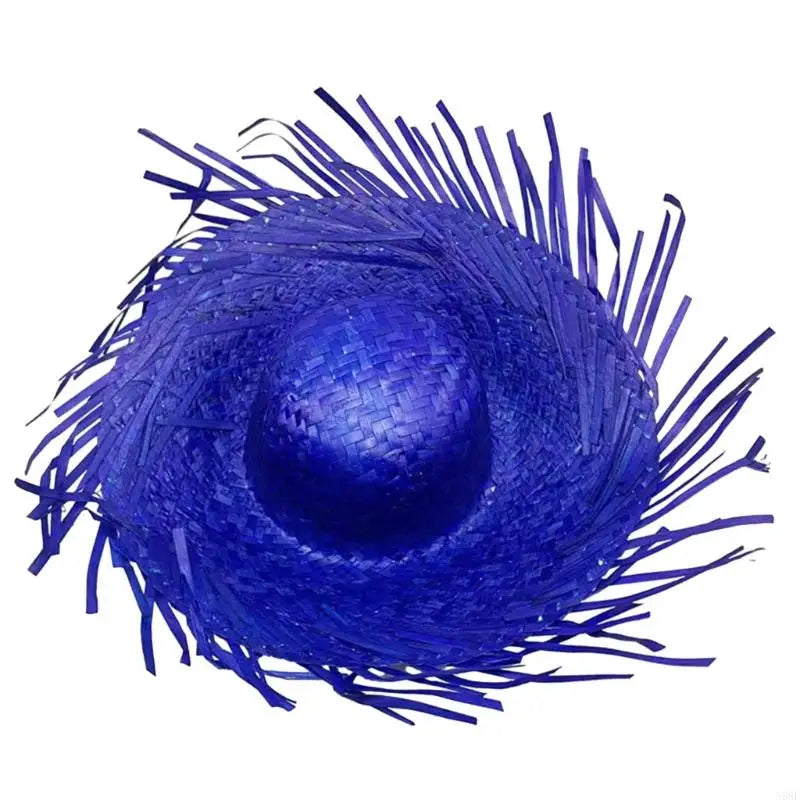 Trendy Mexicanos Straw Hat with Ripped Brim, for Festivals Fiesta Summer Mexicanos Theme Party Colorful Straw Hat