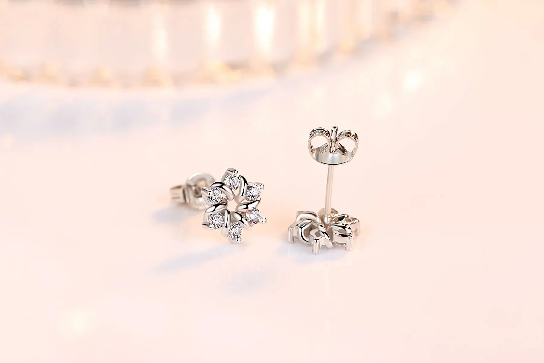 925 Sterling Silver Earrings For Women Zirconia Flower Stud Earring Oorbellen Brincos De Prata Pendientes Wedding Party Gift
