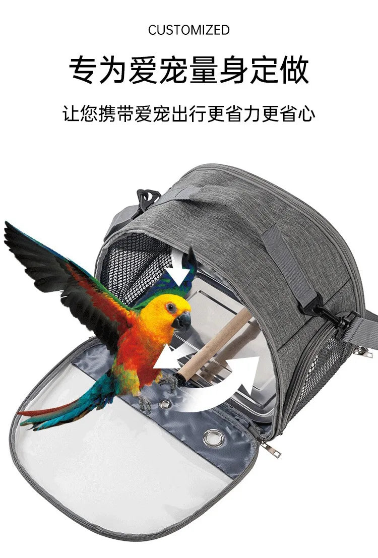 Parrot Carrier Bag Portable Bird Backpack with Perch for Birds Cage Side Window Foldable Samll Pet Travel Cage Bird Supplies