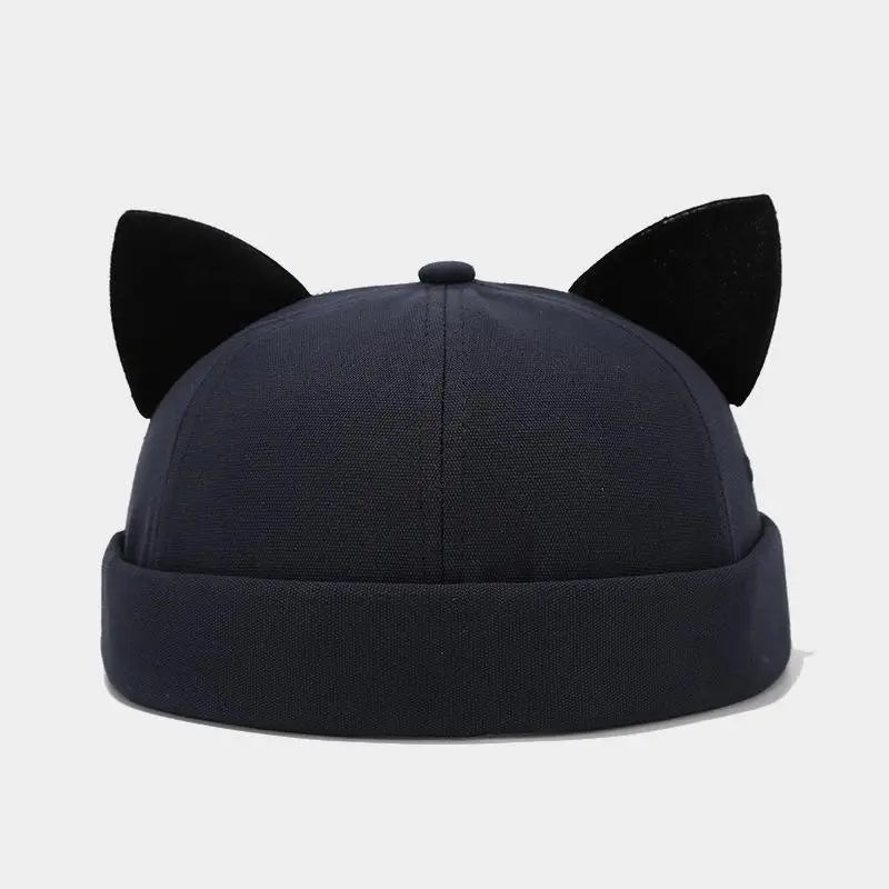 Cat Ears Cute Hats For Women Men Spring Summer Fashion  Melon Hat Female Simple Casual Adjustable Beanie Vintage Brimless Cap