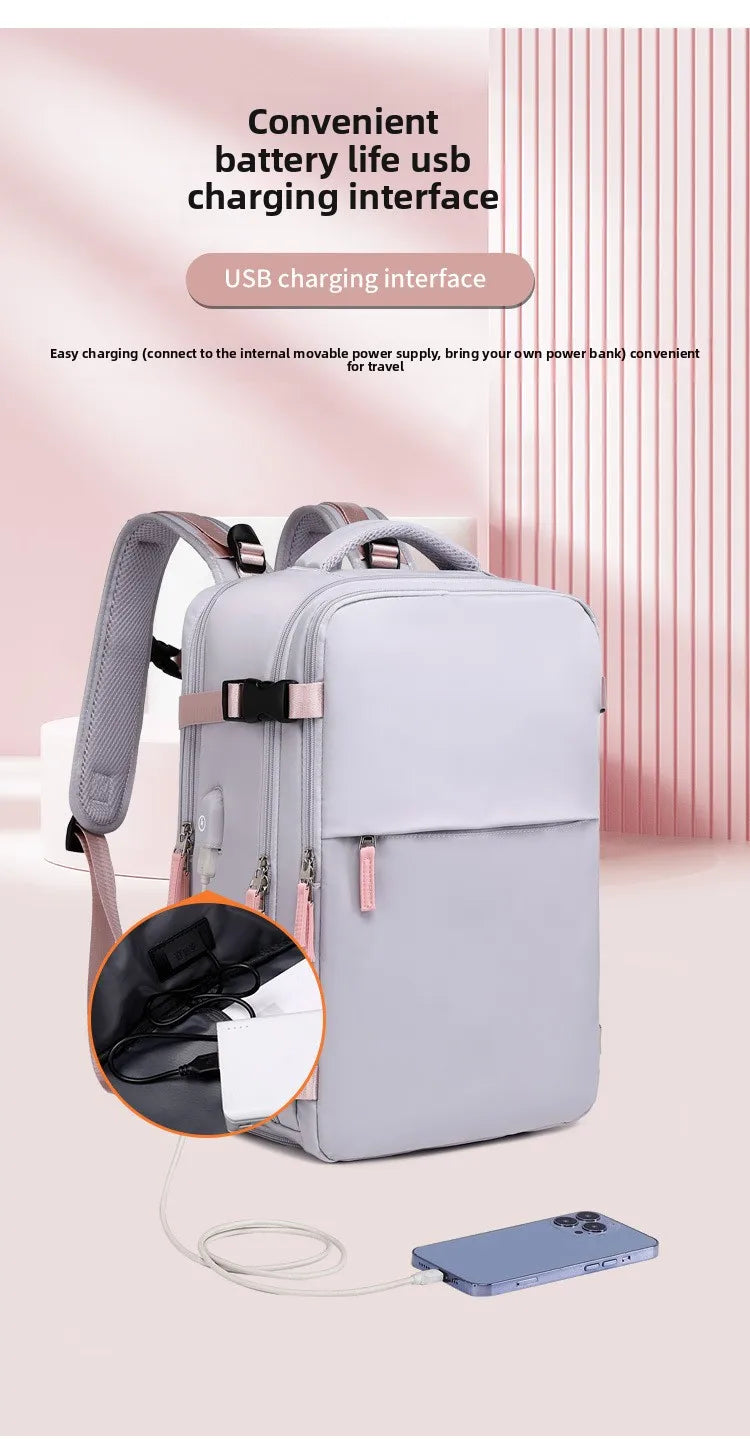 Travel Double-shoulder Backpack. Large Capacity and Multifunctional. Suitable for Ladies and Male Students. Travel Bag