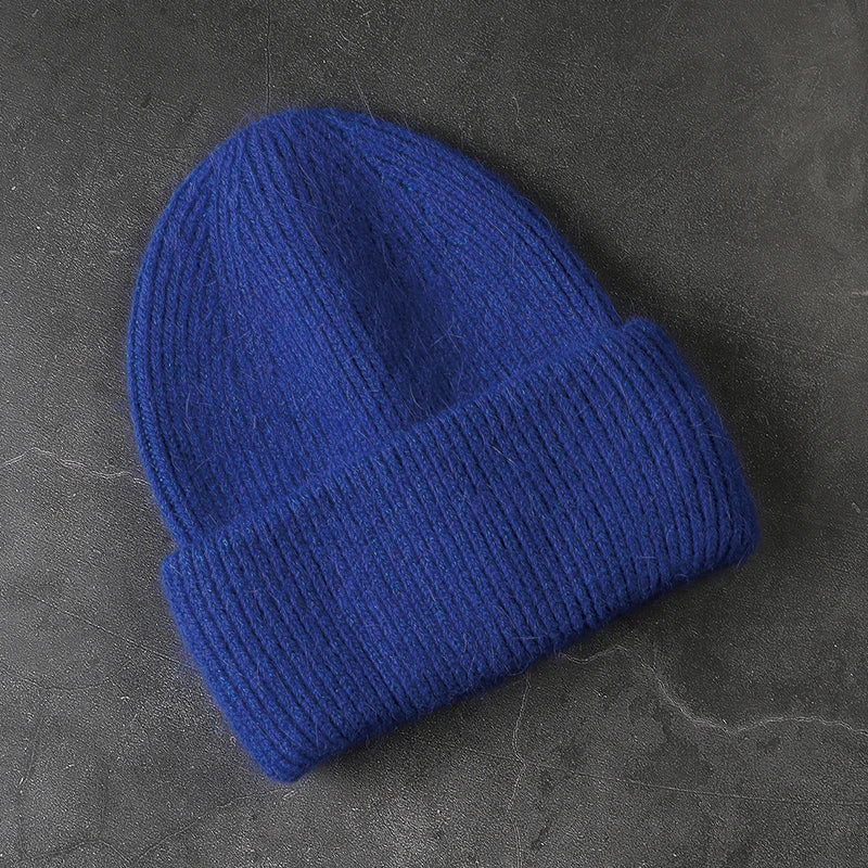 2024 Angora Winter Hat For Womens Rabbit Fur Fluffy Knitted Beanies Hat  Bonnet Female Soft  Warm SKI Skullies  Beanies