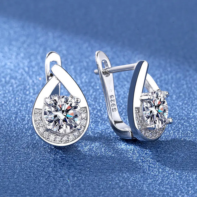 925 Sterling Silver Earrings For Women Round Zircon Earrings Sparkling Party Wedding Jewelry Gift Accessories