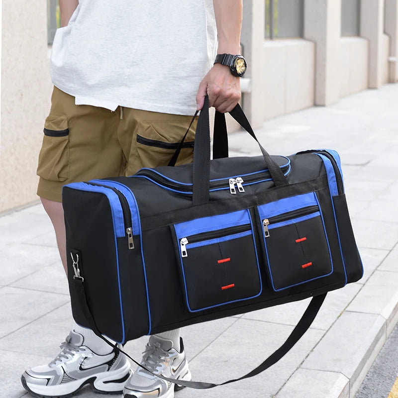 Large capacity luggage bag - multi pocket travel handbag, sports equipment bag, zipper closure
