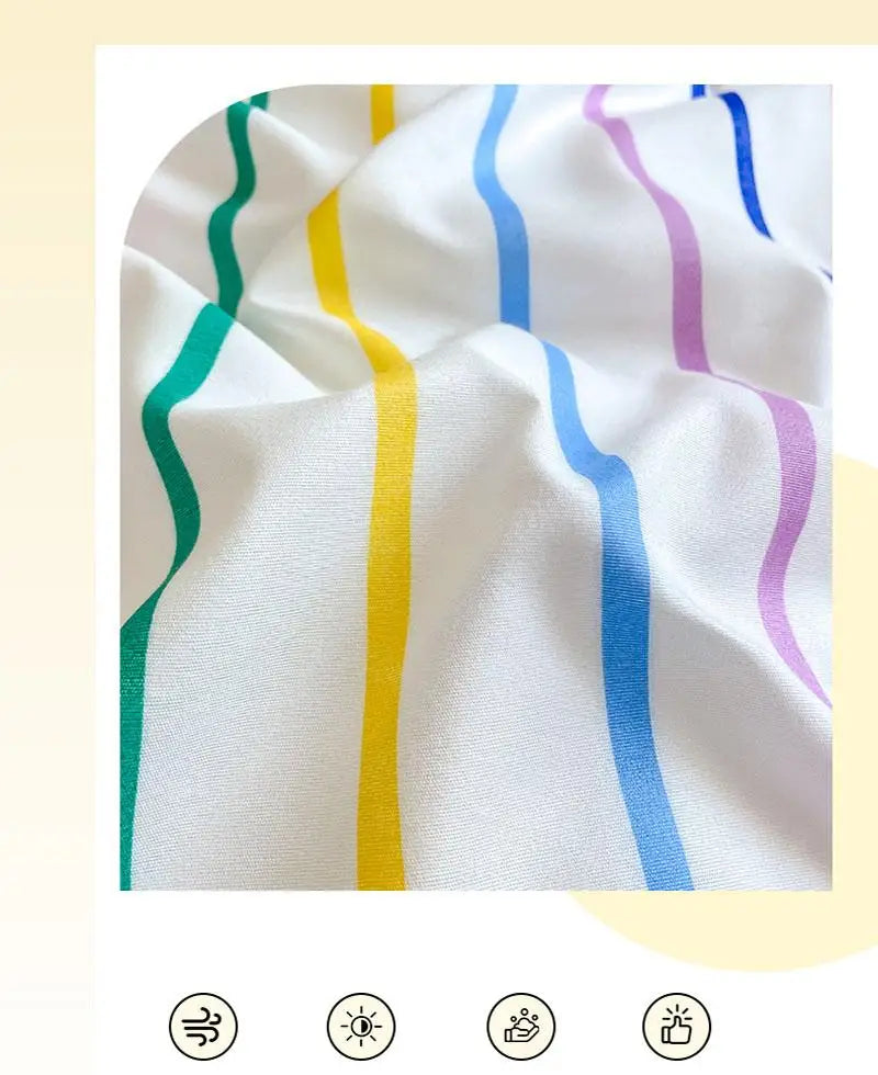 New Cartoon Striped Printed Bedding Sets Aloe Cotton Skin Friendly Breathable Comforter Cover Set Twin Double Size Bed Linens