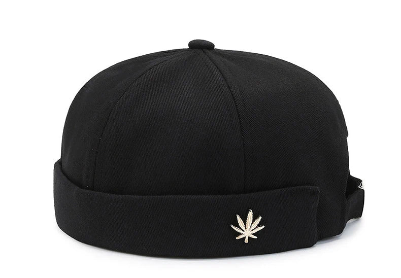 Beanie Melon Skin Hat Men's Leaf Soft Top Hat Women's Street Black Landlord Hat Tide Four Seasons Fashion And Versatile Hat