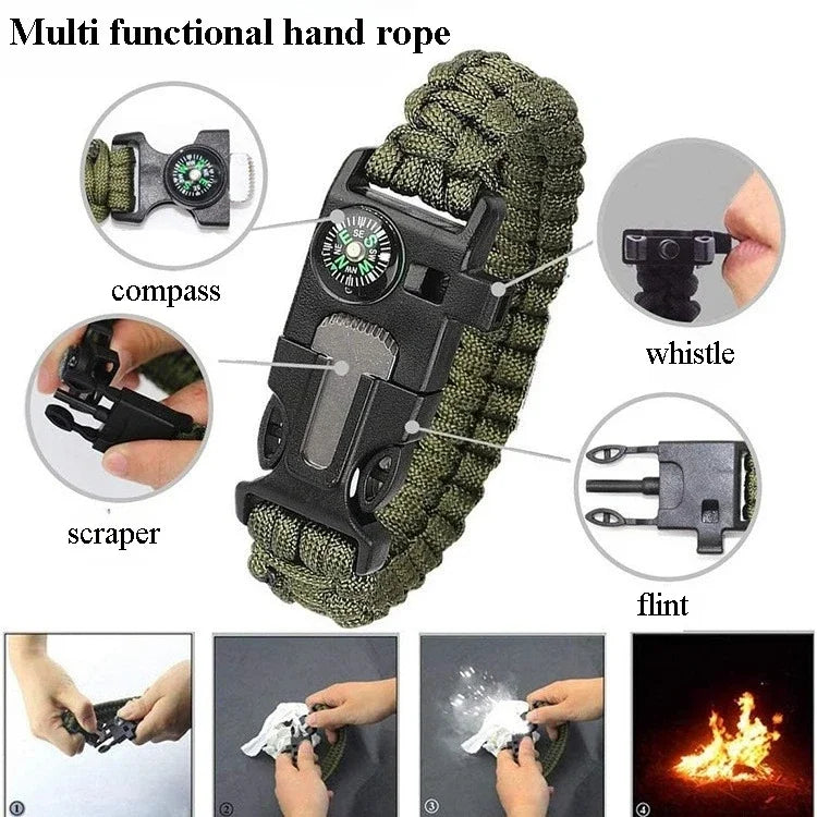 12Pieces of Outdoor Survival Equipment Multi-Functional Tool Set Adventure Self-defense First Aid Camping Equipment