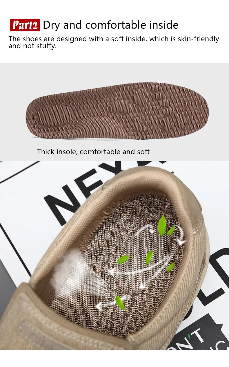 New Men's Casual Sports Shoes Outdoor Comfortable Shoelace-Free Hiking Shoes Denim Fashion And Comfortable Walking Whoes