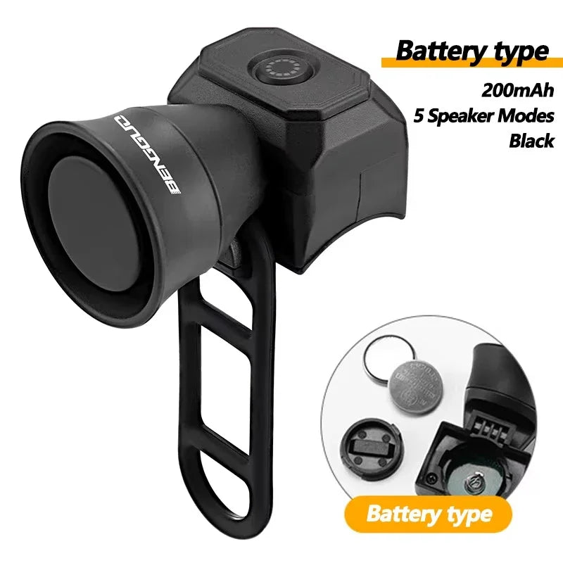 Bicycle Horn, Mountain Bike Bell, Mini USB Charging or Battery Powered, Waterproof Electronic Bell, Bicycle Riding Equipment