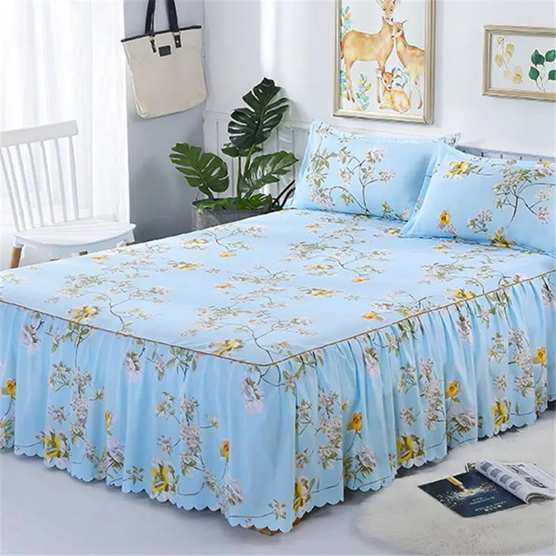 Bedding Set Home Textile Cotton Bedspread Elastic Fitted Mattress Cover Couple Quilt Single Bed Sheet with 2pcs Pillow Covers