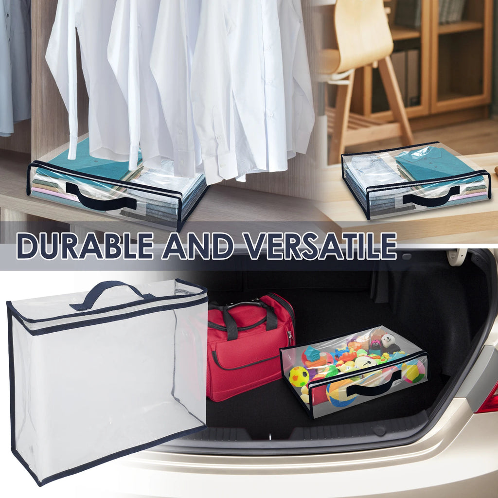 6 Packs Bed Sheet Storage Bags Quilt Clothes Blankets Packing Box Waterproof Dustproof Clear Zippered Pillow Bedding