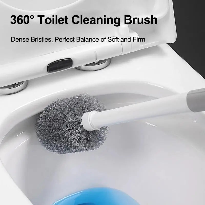 Bathroom Cleaning Made Easy with 4-In-1 Multifunctional Toilet Brush, Full 360° No Dead Corner Cleaning Set.