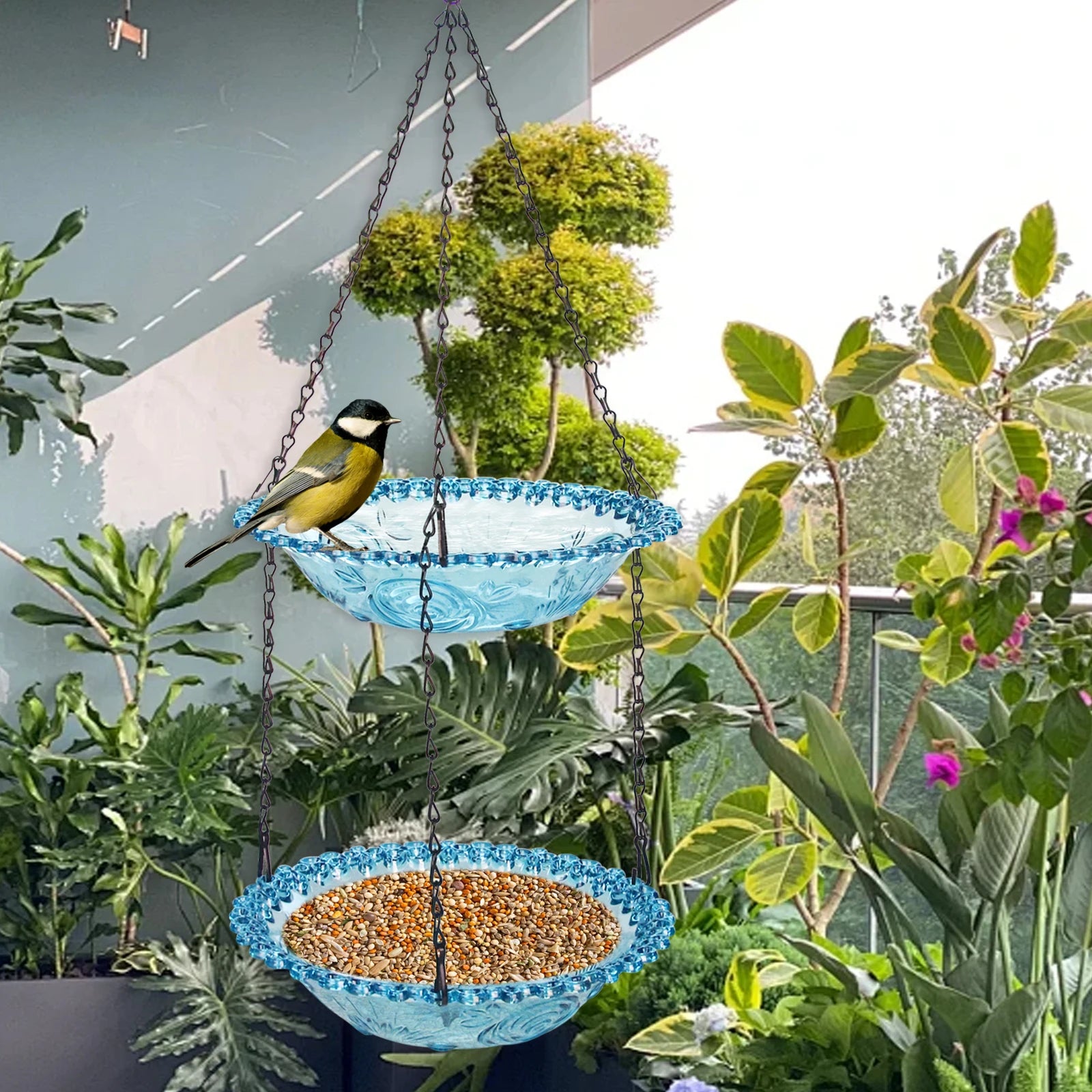 Hanging Bird Bath Hanging Bird-Feeder- Garden BirdBath Tray Wildlife Feeder Plate Water Bowl or Water Bowl for Garden Decoration