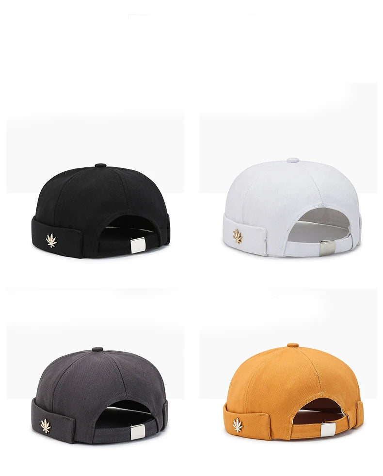 Beanie Melon Skin Hat Men's Leaf Soft Top Hat Women's Street Black Landlord Hat Tide Four Seasons Fashion And Versatile Hat