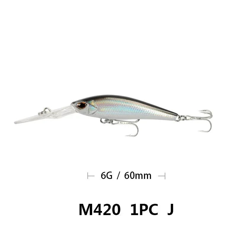 Fishing Lure Long Lip Minnow Wobbler Lure 6cm 6g Deep Diving Floating Jerkbait Swimbait Artificial Hard Bait Trout Bass Bait