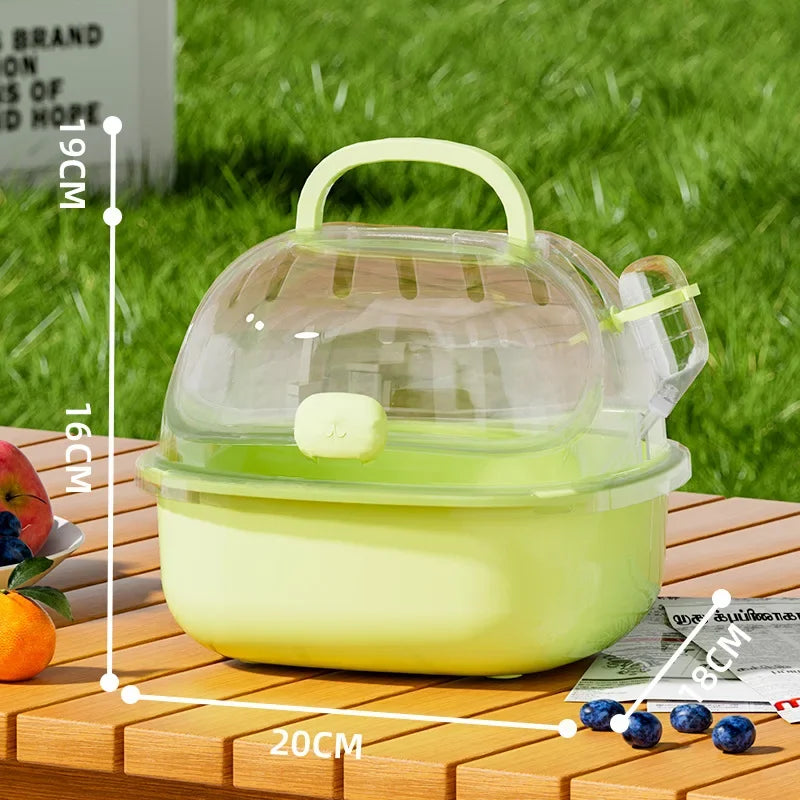 Transparent Hamster Toilet Cage, Portable Handheld Chinchilla Cage Small Animal Carry Cage Sturdy Breathable Pet Carrying Box