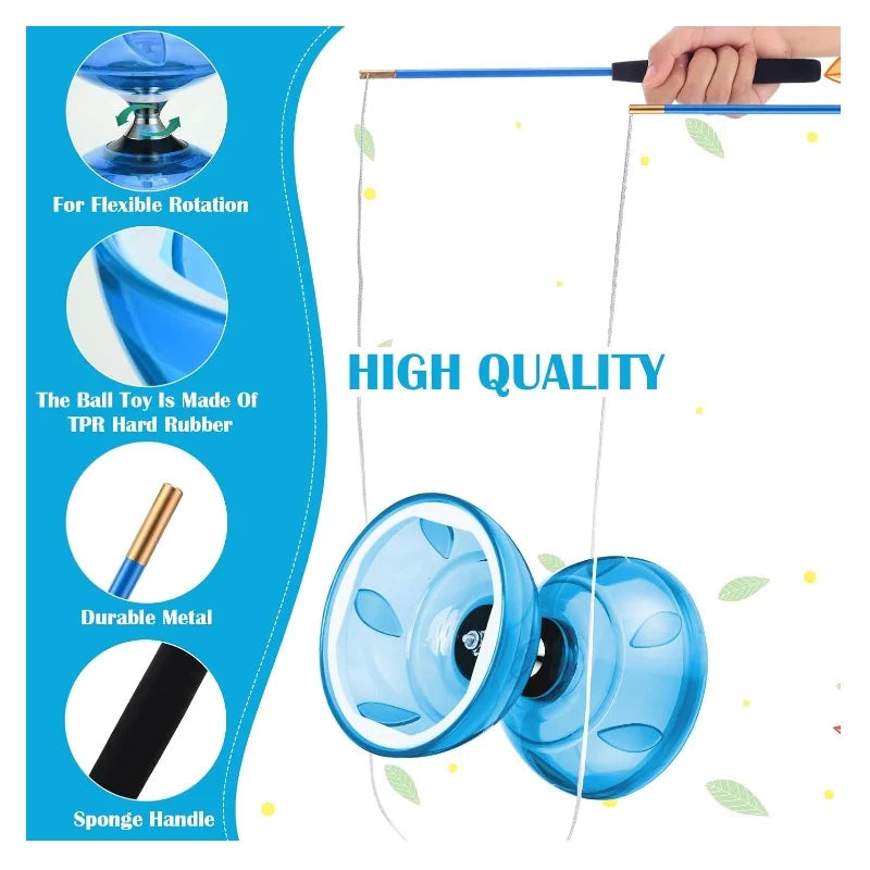 Portable Diabolo Chinese Yoyo Diabolo Set Fitness Equipment Gear for Adults Kids Elderly Outdoor Indoor Agility Exercise