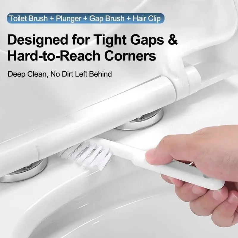 Bathroom Cleaning Made Easy with 4-In-1 Multifunctional Toilet Brush, Full 360° No Dead Corner Cleaning Set.