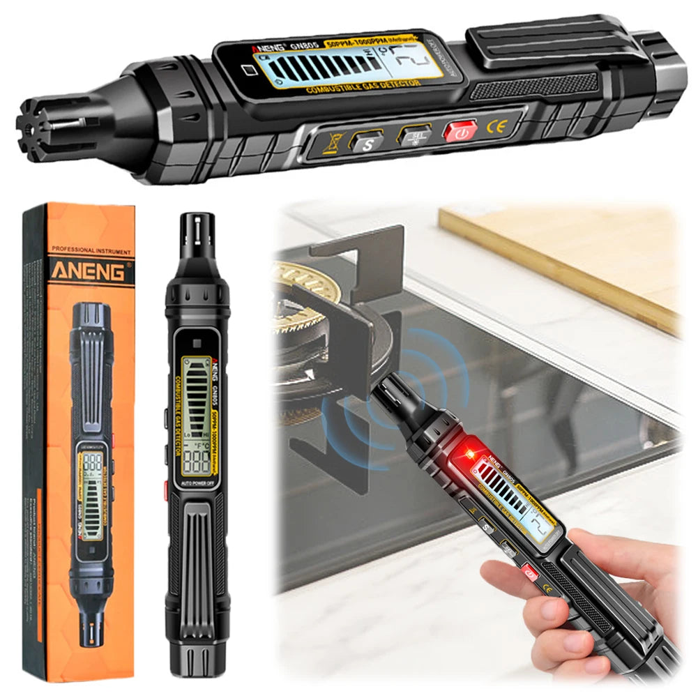 Combustible Gas Detector with Audible and Visual Alarm Natural Gas Leak Detector 50~10000PPM Methane LCD Backlit for Home and RV