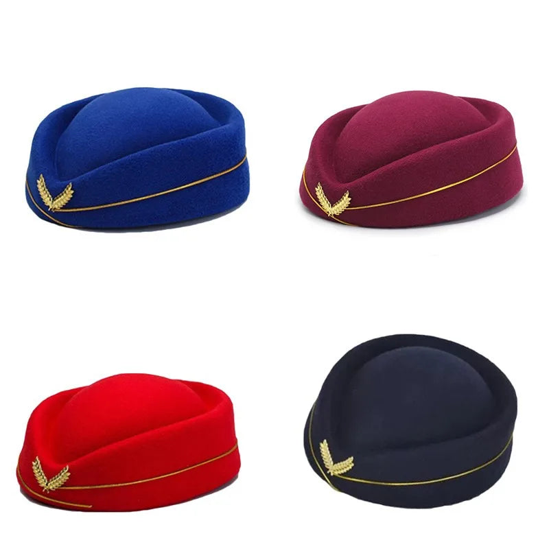 Air Hostesses Hat Stewardess Hat Beret Hat Women Formal Uniform Caps Accessory Party Hats Costume Accessories
