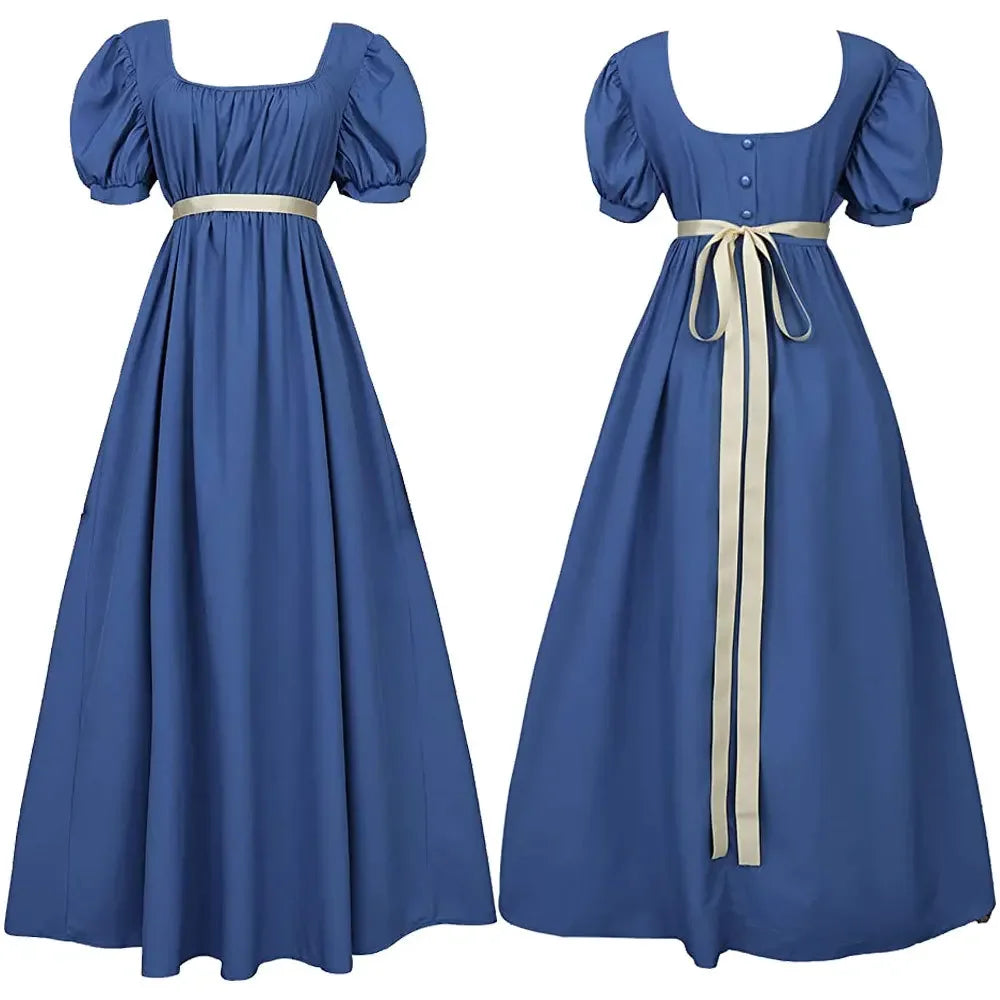 2024 Dresses for Women with Satin Sash Ruffled Puff Sleeve Empire Waist Dress Gown Tea Party Dress for Women