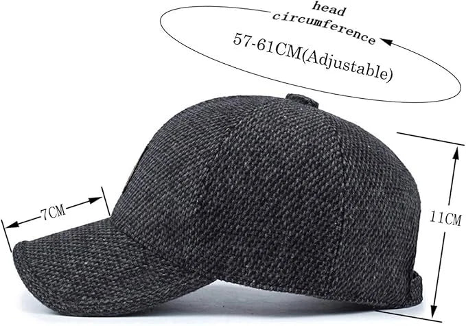 Men's Hat with Earmuffs, Baseball Cap, Warm, Cold Protection, Windproof, Size Adjustable, Cool, Casual, Work Camp, Climbing, Out