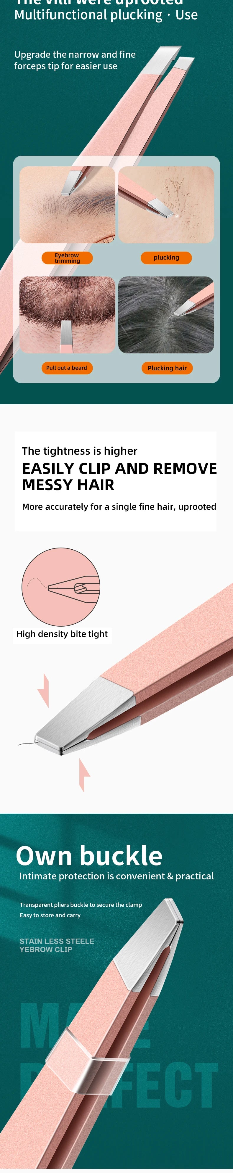 Ouriner Eyebrow Tweezers Set 4 Pcs Stainless Steel Eyebrow Forceps Professional Beauty Tool Set For Facial Hair Inward Growing